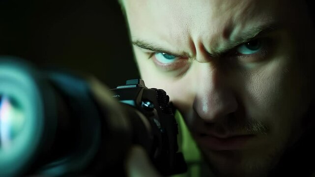 Focused Photographer Captures the Moment with Sharp Eyes
