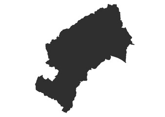 A clean, solid black silhouette vector map of the Zagreb region, Croatia, isolated on a white background.