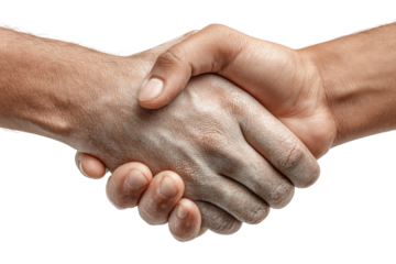 PNG Handshake between two adults of different races: caucasian and african male hands