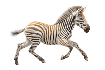 PNG Graceful zebra foal running with stripes shining in motion