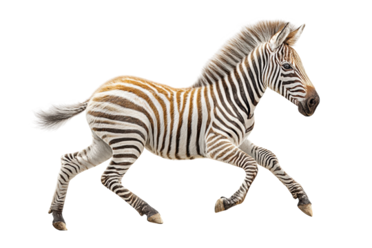 PNG Graceful zebra foal running with stripes shining in motion