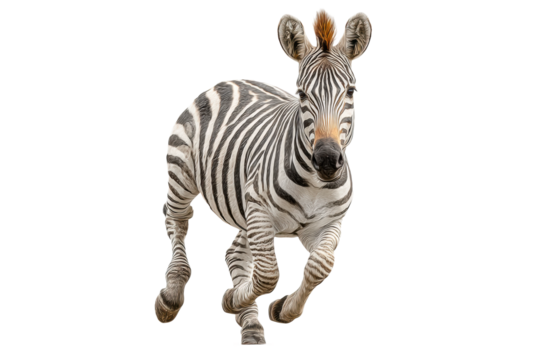 PNG Running zebra on isolated background showcasing striped pattern and dynamic motion