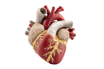 PNG Detailed anatomical model of human heart with vessels on black background