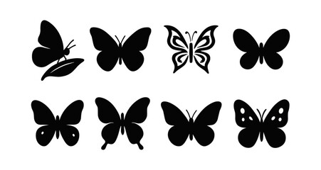 Butterfly silhouette icon set. insect collection with detailed, elegant silhouette styles