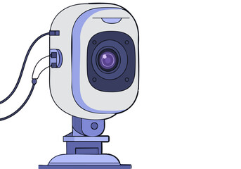 Modern security camera and computer interface. Clean, digital illustration. Suitable for tech, surveillance, and online concepts.