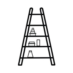 ladder shelf decorated with small plants  black li