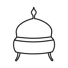 ottoman with tray placed on top  black line art 