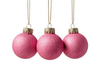 PNG Three sparkling pink christmas ornaments on black background