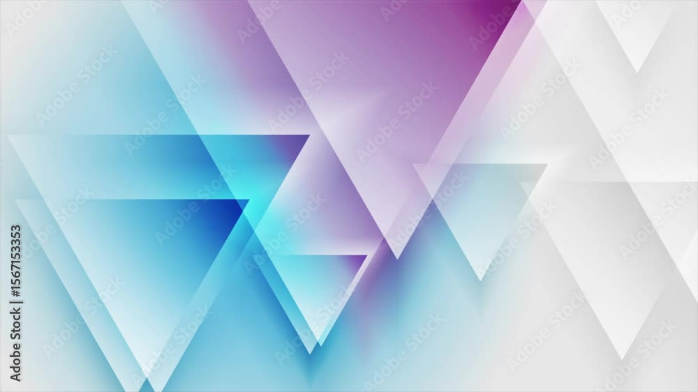 Poster Blue purple geometric tech background with glossy triangles. Seamless looping abstract concept motion design. Video animation Ultra HD 4K 3840x2160