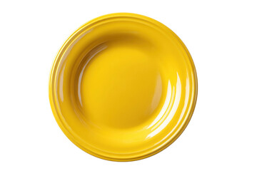 PNG Bright yellow ceramic plate on white background