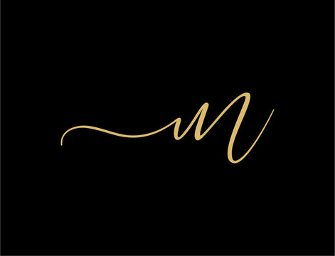 Gold script letter m