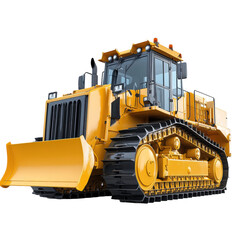 Fototapeta premium Heavy equipment bulldozer operations in industrial construction sites isolated on transparent background