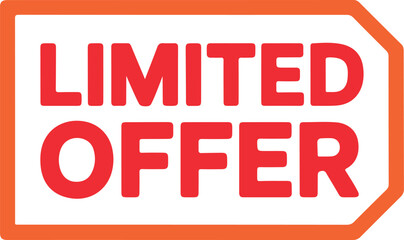 Limited Offer Tag Design in Red Text with Orange Outline