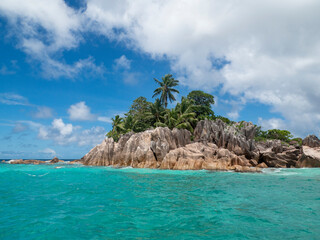 View from different sides of St. Pierre tropical island, Seychelles, Indian ocean