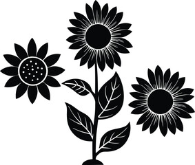 This collection of images depicts illustrations of sunflowers