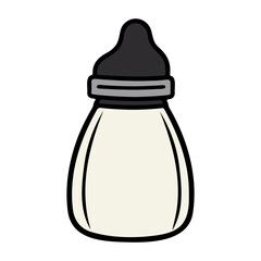 Cute baby bottle design with milk inside, great for neonatal products, kid's health and pediatric care concepts.