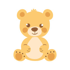 Obraz premium Darling teddy bear sitting sweetly, a cheerful graphic perfect for children's books, logo design, or endearing, comforting mascot creation.