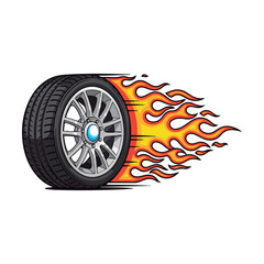 Great And Awesome Burning Wheel Illustration.  © LuisAlfonso