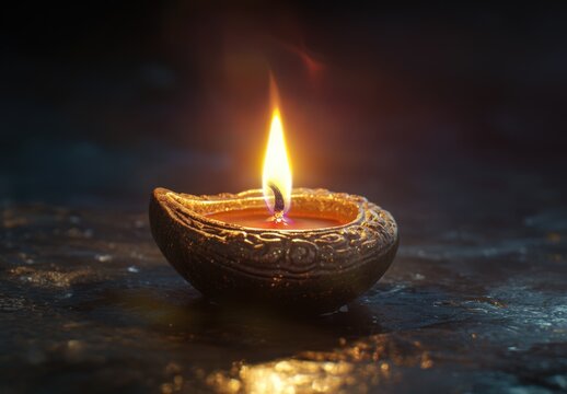 illustation of Diwali festival of lights tradition Diya oil lamps against dark background