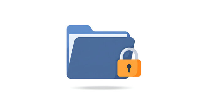 Secure Folder: Illustrative representation of a secure folder with a padlock, symbolizing data protection and privacy. A visual metaphor for digital security in a clean, minimalist design.