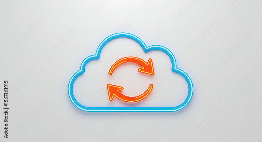Aufkleber cloud data synchronization: a vibrant cloud graphic illustrating data synchronization through dynami