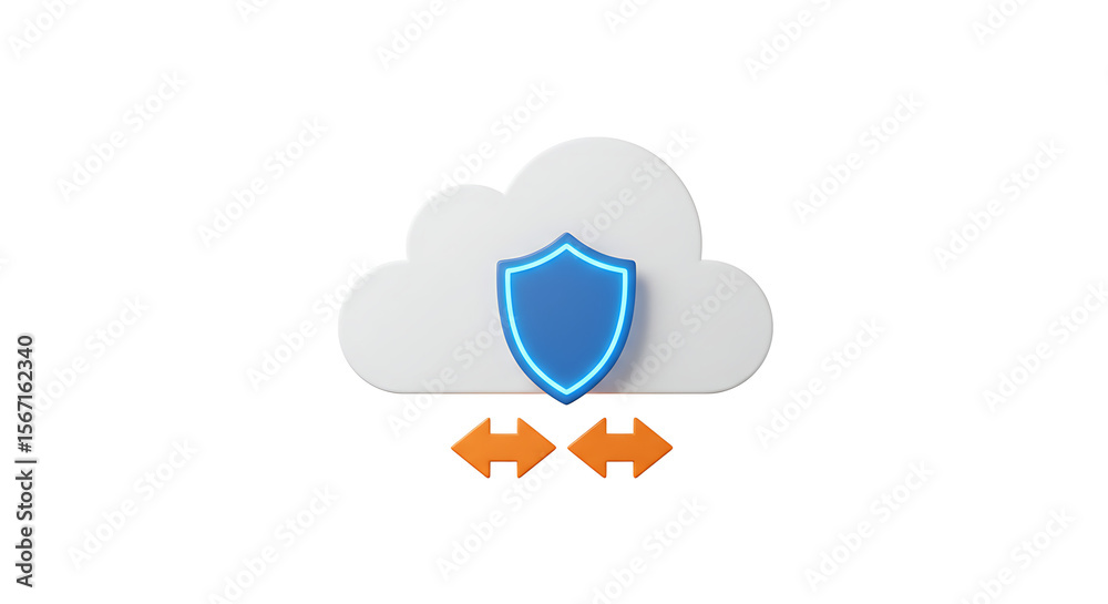 Poster cloud data security: an emblem of digital protection. the image showcases a cloud icon with a shield