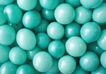 Turquoise green balloons composition background - Celebration design banner