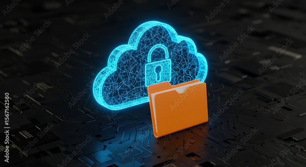 Poster secure cloud storage concept: a futuristic representation of cloud computing and secure data managem