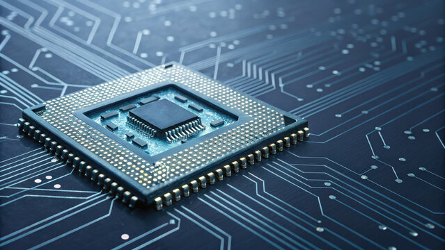 Advanced ai chip showcases its intricate design circuit board highlighting impact of technology modern electronics and ongoing ban certain