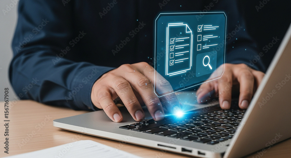 Poster document management system software for business automation and digital transformation process flow 
