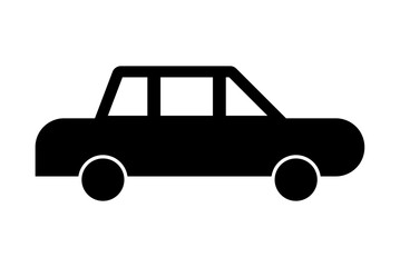 Black sedan car silhouette on white background. Clipart image isolated on background.