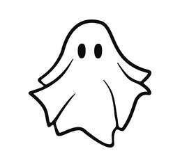 Simple ghost costume icon with eyes for Halloween vector illustration. Clipart image isolated on background.