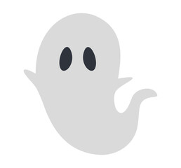 Cute cartoon ghost icon with simple flat design. Clipart image isolated on background.