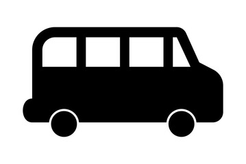 Black van silhouette icon on white background. Clipart image isolated on background.