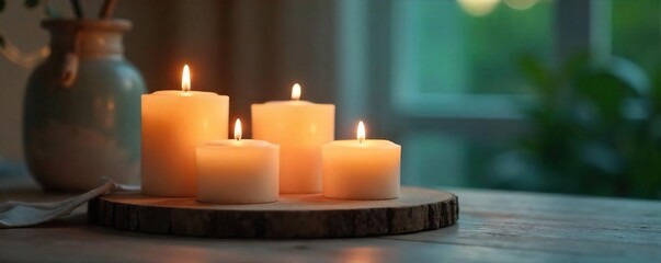 Tranquil Spa Setting Softly Burning Candles Create a Calming Atmosphere for Wellness and Relaxation