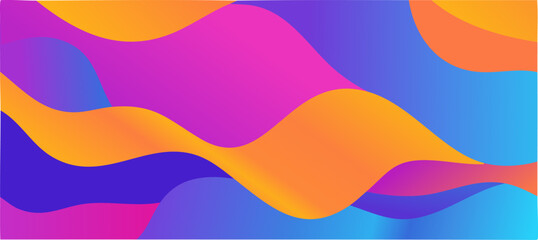 Fototapeta premium A vibrant and colorful abstract illustration featuring flowing, undulating shapes in shades of pink, orange, blue, and purple, creating a dynamic and energetic design. 
