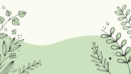 Obraz premium Elegant botanical illustration on a soft green background. Delicate line art and a modern design create a serene and stylish look. 