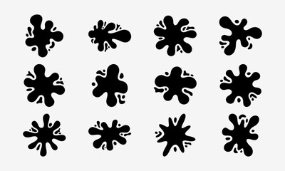 Liquid Splatter Shapes Vector Set, Water Blood Ink Fluid Paint Blobs Splash Vector Illustration Design Collection