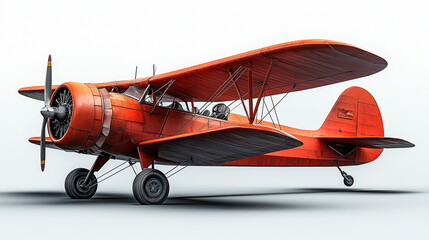 old biplane isolated on white