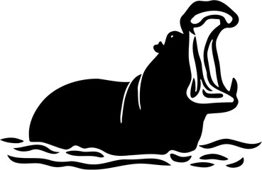 hippo vector illustration, isolated on white