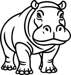 hippo vector illustration, isolated on white