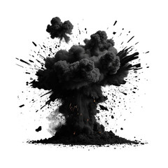 Dramatic black and white explosion with transparent background