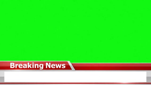 Breaking News Title Graphic Overlays a Green Screen, offering a Blank Space background, Ideal for News Media, TV broadcast, and customizable video production.