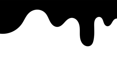 Black melting paint. Dripping splatter and dribble brush strokes with stain and leak, dirty fluid brush icons. Vector isolated. Different borders with flowing ink, sticky liquid design