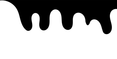 Black melting paint. Dripping splatter and dribble brush strokes with stain and leak, dirty fluid brush icons. Vector isolated. Different borders with flowing ink, sticky liquid design