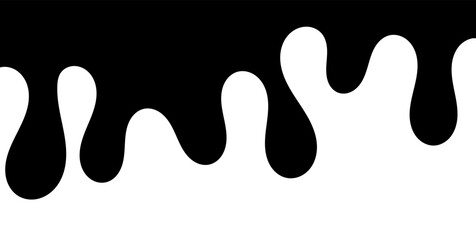 Black melting paint. Dripping splatter and dribble brush strokes with stain and leak, dirty fluid brush icons. Vector isolated. Different borders with flowing ink, sticky liquid design