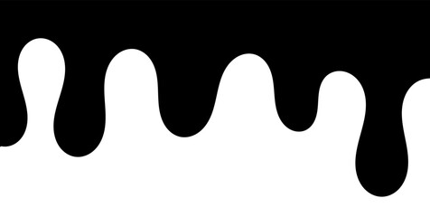 Black melting paint. Dripping splatter and dribble brush strokes with stain and leak, dirty fluid brush icons. Vector isolated. Different borders with flowing ink, sticky liquid design