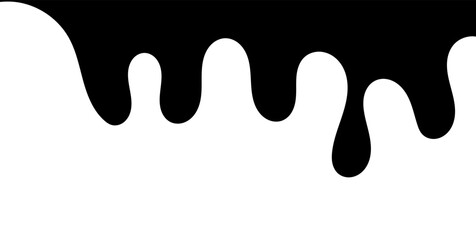 Black melting paint. Dripping splatter and dribble brush strokes with stain and leak, dirty fluid brush icons. Vector isolated. Different borders with flowing ink, sticky liquid design