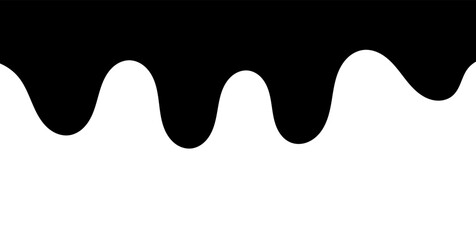 Black melting paint. Dripping splatter and dribble brush strokes with stain and leak, dirty fluid brush icons. Vector isolated. Different borders with flowing ink, sticky liquid design