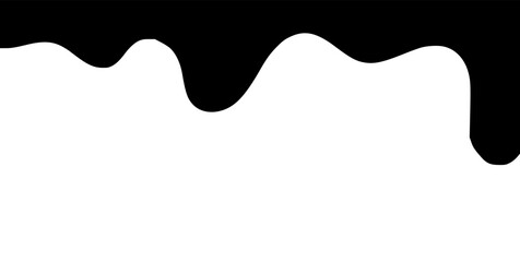 Black melting paint. Dripping splatter and dribble brush strokes with stain and leak, dirty fluid brush icons. Vector isolated. Different borders with flowing ink, sticky liquid design